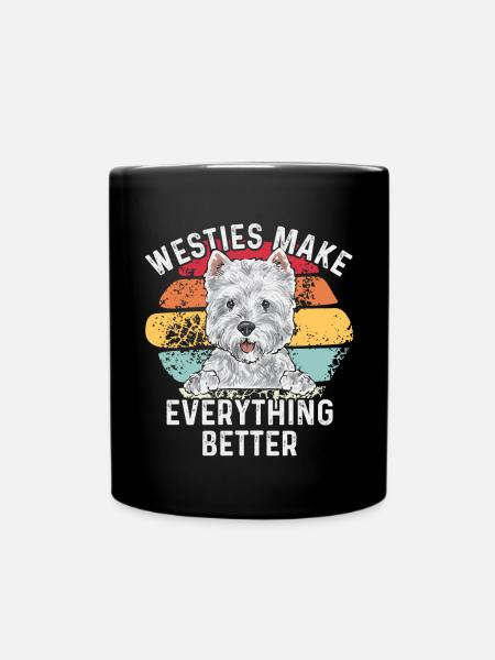 West Highland White Terrier Westie - Full Colour Mug - black