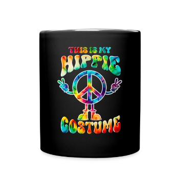 Hippie Kostüm Peace Love Tie Dye - Tasse einfarbig - Schwarz - Vorne