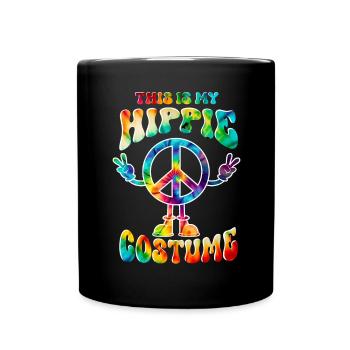 Hippie Kostüm Peace Love Tie Dye - Tasse einfarbig - Schwarz - Vorne