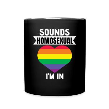 Cadeau du mois de la fierté gay coeur arc-en-ciel LGBT - Mug uni - noir - Devant