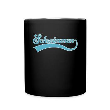 Schwimmen Schriftzug - Tasse einfarbig - Schwarz - Vorne
