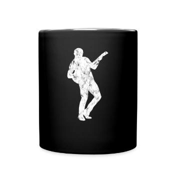 Gitarre Gitarrist Silhouette - Tasse einfarbig - Schwarz - Vorne