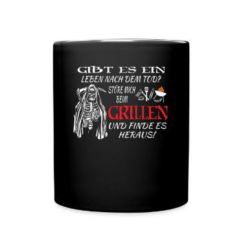 Grillen und Camper Geschenkidee - Tasse einfarbig - Schwarz - Vorne