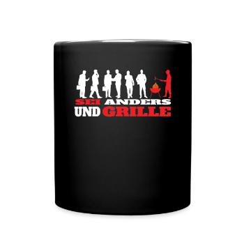 Grillen und Camper Geschenkidee - Tasse einfarbig - Schwarz - Vorne