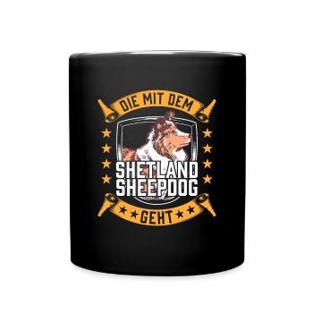 Die mit Shetland Sheepdog britischer Sheepdog - Tasse einfarbig - Schwarz - Vorne