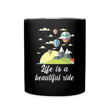 Heißluftballon & Ballon Fahrer Geschenk - Tasse einfarbig - Schwarz - Vorne
