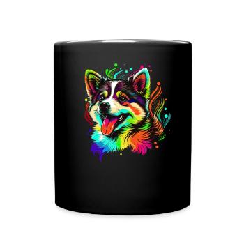 Hunde Cartoon Huskie Design für Hundeliebhaber - Tasse einfarbig - Schwarz - Vorne
