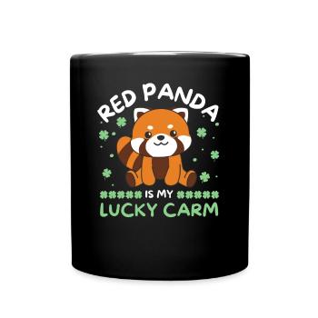 Red Panda is my lucky carm Clover St Patricks - Full Colour Mug - black - Front