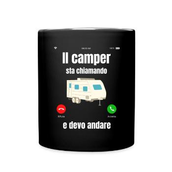 Caravane | Camping-car | Le campeur appelle - Mug uni - noir - Devant