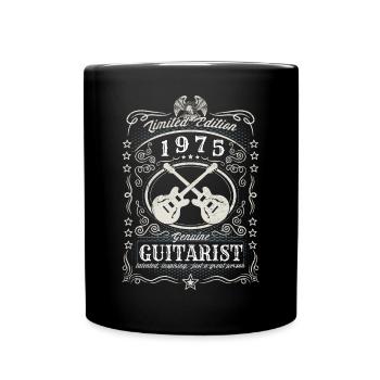 Vintage 1975 Guitarist Birthday Gift Hobby - Full Colour Mug - black - Front