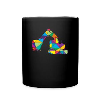 Excavator Polygon Construction Site Excavator - Full Colour Mug - black - Front