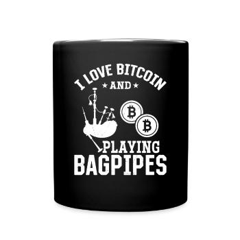 Bagpiper - J’aime Bitcoin et jouer à la cornemuse - Mug uni - noir - Devant
