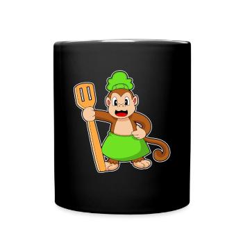 Affe Koch Pfannenwender Kochen - Tasse einfarbig - Schwarz - Vorne