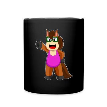 Pferd Schwimmen Badeanzug Sommer - Tasse einfarbig - Schwarz - Vorne