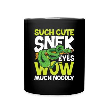 Such Cute Snek Eyes Wow Much Noodly - Tasse einfarbig - Schwarz - Vorne