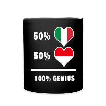 Indonesien und Italien flaggen 100% genial - Tasse einfarbig - Schwarz - Vorne