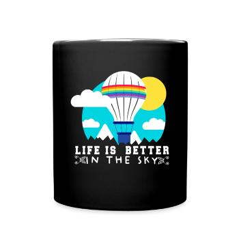 Heißluftballon & Ballon Fahrer Geschenk - Tasse einfarbig - Schwarz - Vorne