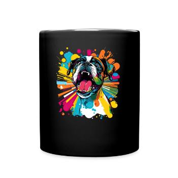 Dog Cartoon Boxer Design for Dog Lovers - Full Colour Mug - black - Front