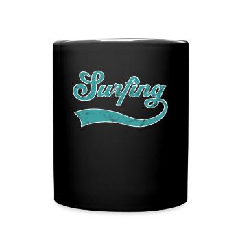 Surfen Schriftzug - Tasse einfarbig - Schwarz - Vorne