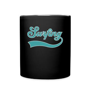 Surfen Schriftzug - Tasse einfarbig - Schwarz - Vorne