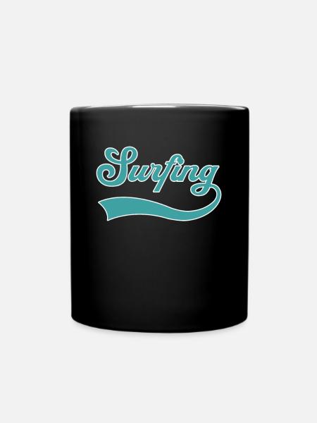 Surfen Schriftzug - Tasse einfarbig - Schwarz