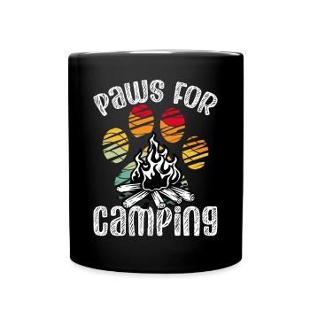 Pfoten Für Camping - Tasse einfarbig - Schwarz - Vorne