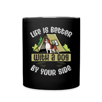 Das Leben Ist Besser Mit Einem Hund An - Tasse einfarbig - Schwarz - Vorne