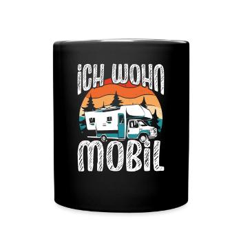 Ich wohn Mobil - Tasse einfarbig - Schwarz - Vorne