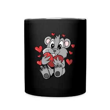 Animal mignon avec des coeurs - Mug uni - noir - Devant