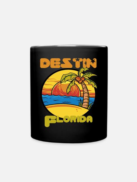 Destin Sonnenuntergang Urlaub Florida Palmen Ozean - Tasse einfarbig - Schwarz