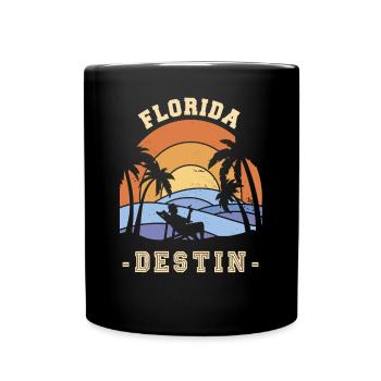 Florida Destin Palm Holidays Ocean Surfing - Full Colour Mug - black - Front