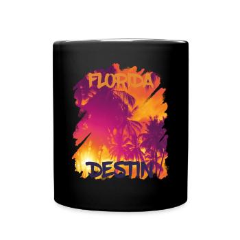Destin Florida Palmen-Strand-Ozean-Surfen - Tasse einfarbig - Schwarz - Vorne