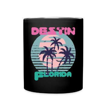 Destin Surfing Florida Holiday Palm Beach Ocean - Full Colour Mug - black - Front