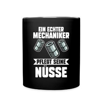 KFZ Mechaniker Automechaniker Auto Schrauber - Tasse einfarbig - Schwarz - Vorne