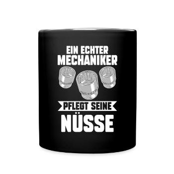 KFZ Mechaniker Automechaniker Auto Schrauber - Tasse einfarbig - Schwarz - Vorne