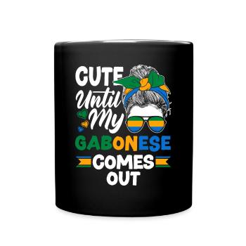 Gabonese Gabon Gabonese Flag Cute Until My - Full Colour Mug - black - Front
