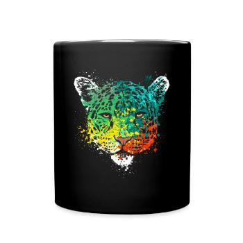Splash Art Wildcat Cheetah Head - Mug uni - noir - Devant