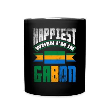 Gabonese Gabon Gabonese Flag Happiest When Im In - Full Colour Mug - black - Front
