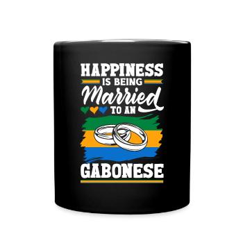 Gabonese Gabon Flag Happiness Is Being Married To - Full Colour Mug - black - Front