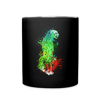 Splash Art Wildkatzen Gepard - Tasse einfarbig - Schwarz - Vorne