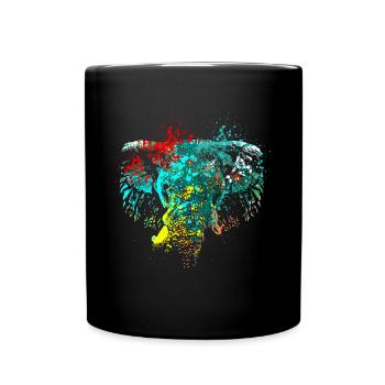 Splash Art Elefanten kopf - Tasse einfarbig - Schwarz - Vorne