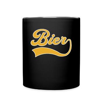 Bier Schriftzug - Tasse einfarbig - Schwarz - Vorne