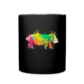 Splash Art Flusspferd Nilpferd Hippo - Mug uni - noir - Devant