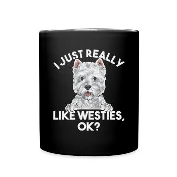 West Highland White Terrier Westie - Tasse einfarbig - Schwarz - Vorne