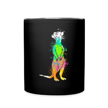 Splash Art Surikate Erdmännchen - Tasse einfarbig - Schwarz - Vorne
