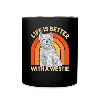 West Highland White Terrier Westie - Full Colour Mug - black - Front