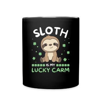 Sloth is my lucky carm Clover St Patricks - Full Colour Mug - black - Front