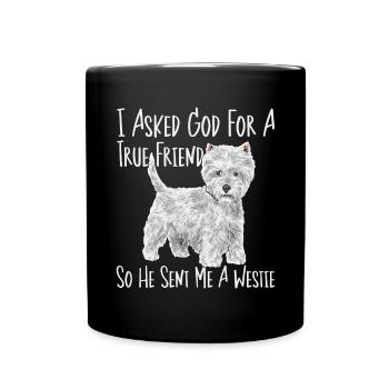 West Highland White Terrier Westie - Tasse einfarbig - Schwarz - Vorne