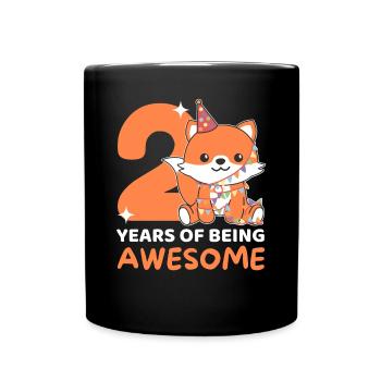 Fuchs zum 2. Geburtstag Kinder zwei Jahre alt - Tasse einfarbig - Schwarz - Vorne