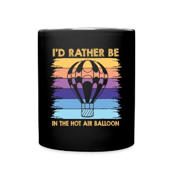 Heißluftballon & Ballon Fahrer Geschenk - Tasse einfarbig - Schwarz - Vorne